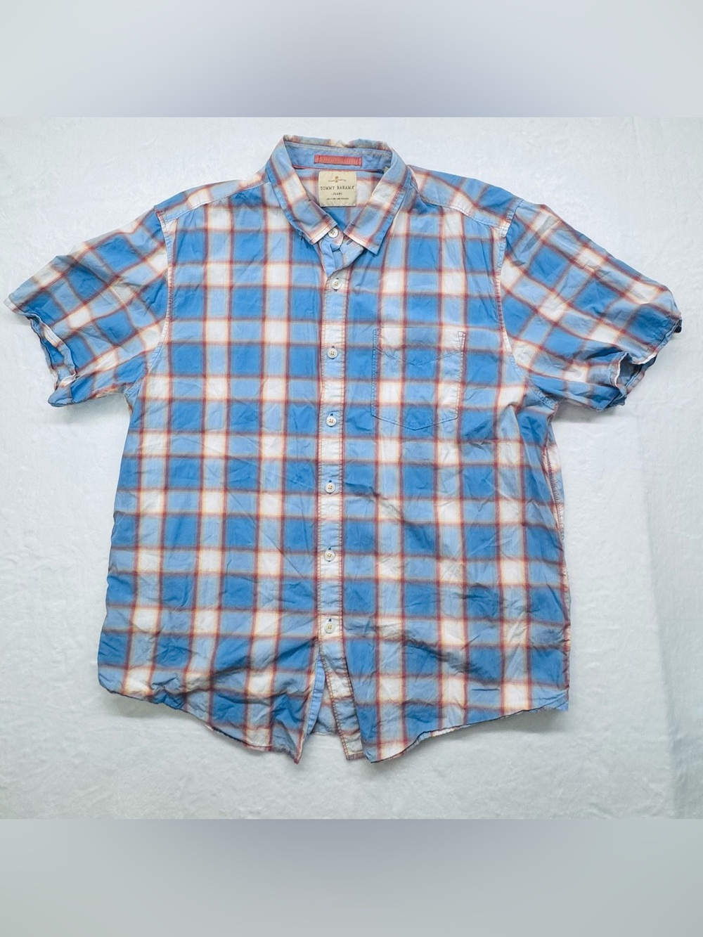 Tommy Bahama Jeans Blue Plaid Short Sleeve Button Front Shirt XL - Picture 3 of 12